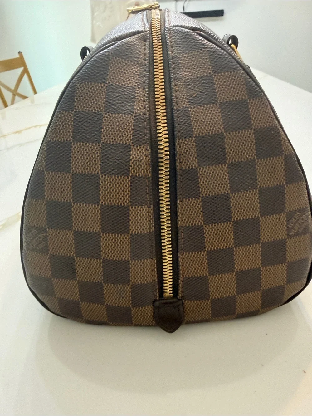 Louis Vuitton Brown Check Pattern Women's Satchel Handbag